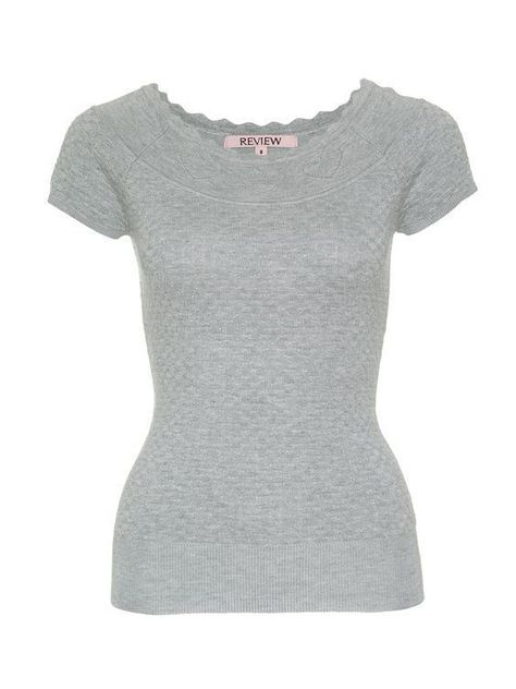 RE19KW030 in a Light Grey Marle. The Young at Heart Knit Top makes a fabulous addition to your wardrobe staples. In a textured stretch knit, the fitted knit makes a versatile trans-seasonal top. With cap sleeves, it features ribbed trims, a heart stitch detail at the yoke and a round neckline. Features: - Stretch throughout - Medium weight - Fitted - Length: 59CM approx. Heart Stitch, Pretty Tops, Review Australia, Pretty Top, Cute Blouses, Review Fashion, Young At Heart, Knit Tops, Vintage Pinup