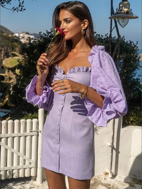 Lilac Short Dress, Pretty Homecoming Dresses, Lilac Dress, Decorative Buttons, Simple Trendy Outfits, Heart Shape, Short Dress, Pretty Dresses, Classy Outfits