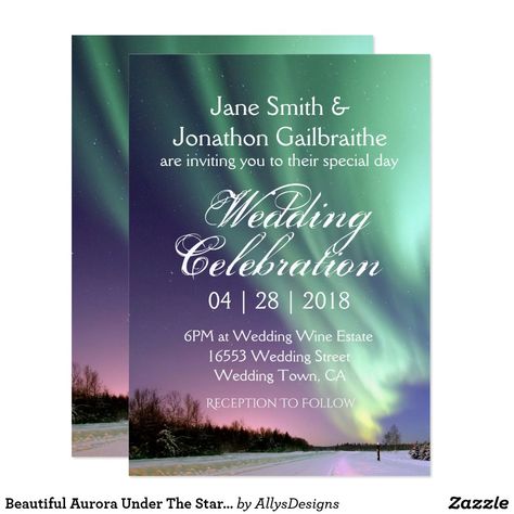 Beautiful Aurora Under The Stars Twilight Wedding Invitation Night Sky Wedding, Aurora Wedding, Aurora Sky, Twilight Wedding, Galaxy Wedding, Wine Wedding, Wedding Night, Under The Stars, Bohemian Wedding