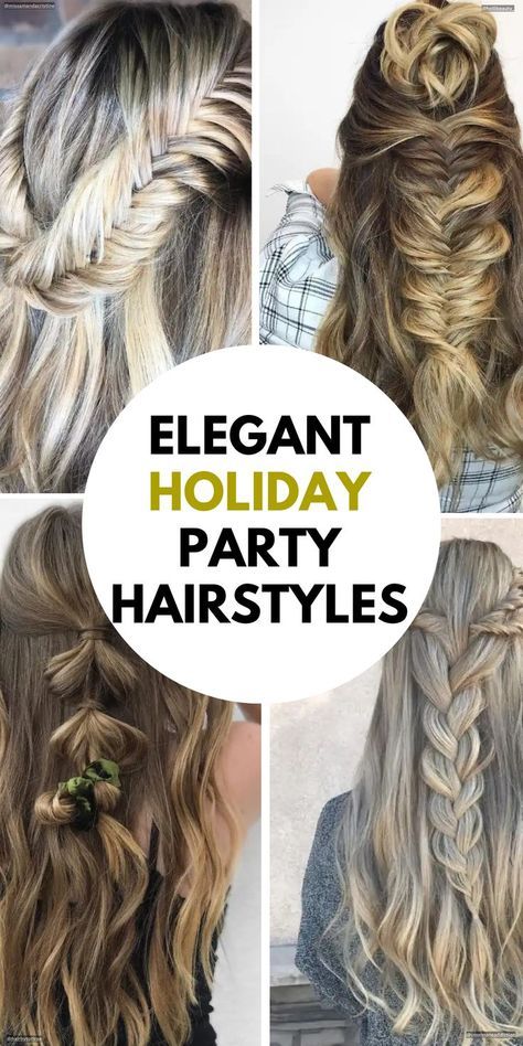 Holiday Hair Styles, Easy Holiday Hairstyles, Holiday Party Hairstyles, Party Hairdo, Trendy Hairdos, Sleek Buns, Party Hairstyles For Long Hair, Easy Holiday Party, Holiday Hairstyles Easy