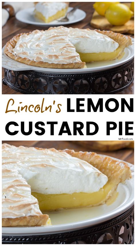 Our version of Abraham Lincoln's favorite Lemon Custard Pie! Butterscotch Cinnamon Pie, Lemon Custard Pie, Candied Lemon Slices, Custard Pie Recipe, Just Pies, Buttery Pie Crust, Lemon Custard, Lemon Ricotta, Custard Filling