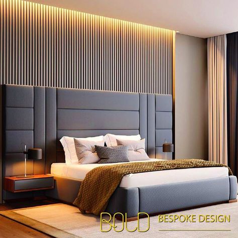 A stunning bedroom design from top to bottom. Luxurious from every angle the headboard the side tables and the... बेडरूम डिजाइन, Simple Bed Designs, Bed Back Design, Bed Headboard Design, Modern Style Bedroom, تصميم داخلي فاخر, Bedroom Interior Design Luxury, Modern Luxury Bedroom, Modern Bedroom Interior