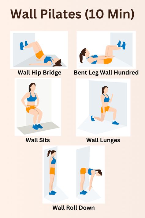 Wall Pilates Chart Free, Reverse Pilates, Somatic Pilates Chest, Busy Mom Wall Pilates, Low Impact Pilates At Home, Wall Pilates Legs And Glutes, Wall Palatines Exercise, Pilates Wall Work Out, Wall Pallet Exercise