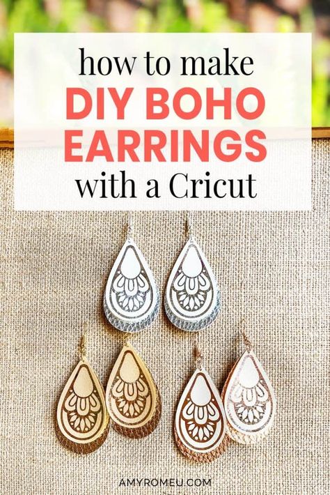 Cricut Maker 3 Jewelry, Faux Leather Ideas Cricut, Cricut Earring Ideas, Cricut Boho Projects, Boho Cricut Projects, Cricut Jewelry Ideas, Cricut Leather Projects, Diy Boho Earrings, Leatherette Earrings