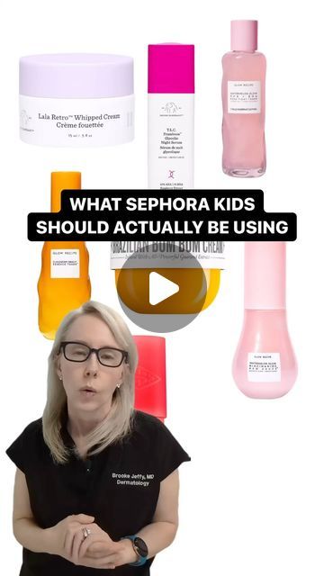 Brooke Jeffy, MD on Instagram: "Is your tween obsessed with Sephora? Here’s what they should actually be using:
✅ Start with a gentle cleanser. It’s fine to choose one with cute packaging, but make sure it’s kind to your skin. 
✅ Next, use a moisturizer. A simple one is great, but if you want a bit more, look for options with antioxidants or microbiome support. ❗️Just steer clear of acids, vitamin C, and retinol.❗️ ✅ Don’t forget SPF! It’s the most important step to prevent aging skin changes, yet often overlooked by Sephora tweens.
 If you want an extra product, consider a hypochlorous acid spray or an HA serum, but limit it to one. 
❗️Skip the toner or any unnecessary face mist." Kids Skin Care Products, Sephora Skin Care For Kids, Sephora Kids, Vitamin C And Retinol, Best Face Mist, Aesthetic Skin Care, Kids Skin Care, Hypochlorous Acid, Dermatologist Recommended Skincare