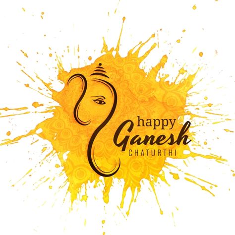 Ganesh Chaturthi Poster, Ganesha Vector, Ganesh Chaturthi Greetings, Watercolor Indian, Paint Splash Background, Watercolor Border, Ganesh Chaturthi Images, Happy Ganesh, Celebration Background