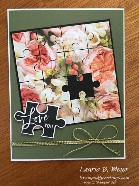 Jigsaw Cards Handmade, Love You To Pieces Stampin Up Cards, Puzzle Piece Cards, Love For You Stampin Up Cards, Jigsaw Cards, Ideas Birthday Card, Puzzle Piece Crafts, Puzzle Cards, Love You To Pieces