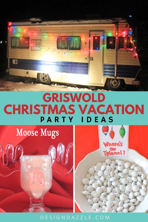 Griswold Party Ideas, Christmas Vacation Desserts, Christmas Vacation Dinner Ideas, Christmas Movie Night Food Ideas, Movie Theme Christmas Party, Christmas Vacation Birthday Party, Griswalds Christmas Party Decorations, National Lampoon Christmas, National Lampoons Christmas Decorations