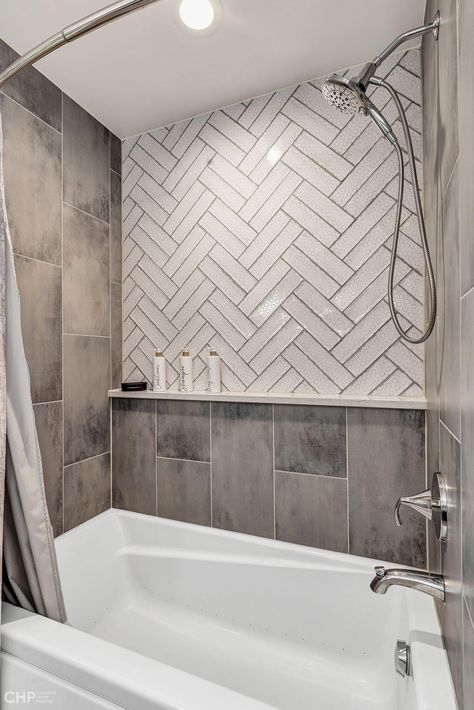 Shower With Ledge, Bathroom Tub Remodel, Colonial Bathroom, Hexagon House, Guest Bathroom Design, Wall Trends, Knee Wall, Bathroom Inspiration Modern, Bathroom Farmhouse Style