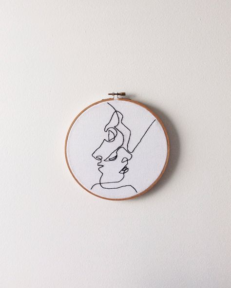 One Line Embroidery, Line Embroidery, Art Embroidery, Modern Embroidery, Line Art, Enamel Pins, Embroidery, Art