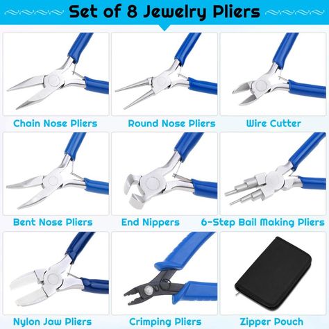 Micro Jewelry, Pliers Tools, Knots Jewelry, Bent Nose, Metal Fabrication Tools, Zipper Storage, Round Nose, Computer Gifts, Crimping Pliers