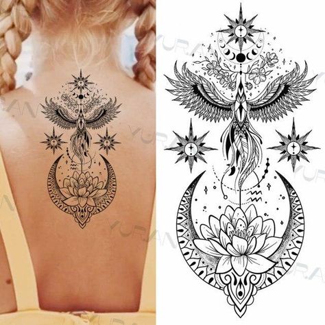 Realistic Lotus Lace Fake Henna Pendant Mandala Sun DIY Waterproof Temporary Tattoo For Men & Women | Birmon Mandala Sun Tattoo, Henna Diy, Henna Elephant, Mandala Sun, Diy Henna, Gem Tattoo, Phoenix Tattoo Design, Disney Tattoo, Jewelry Tattoo