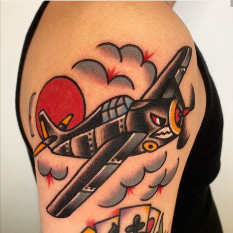 American Traditional Baseball Tattoo, American Traditional Airplane Tattoo, Aircraft Mechanic Tattoo, American Tattoos Patriotic, Traditional Western Tattoo, Spitfire Tattoo, Traditional Compass Tattoo, Aviation Tattoo, Air Force Tattoo