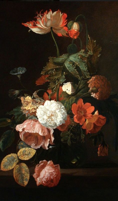 Dutch Masters Flowers, Dark Portrait, Ethereal Aesthetic, Still Life Flowers, Lovely Flowers Wallpaper, Iphone Wallpaper Themes, Cool Wallpapers Art, College Art, Flower Wallpaper