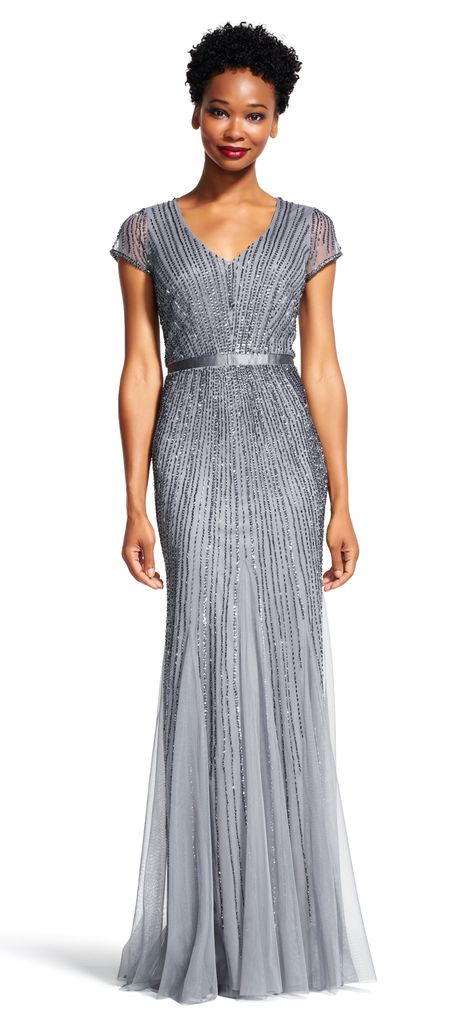 Gray Evening Gown, Gatsby Dresses, Godet Dress, Grey Long Dress, Grey Gown, Diva Dress, Evening Gowns With Sleeves, Dazzling Dress, Mother Of The Bride Gown