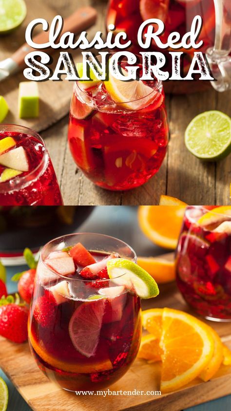 Classic sangria is a refreshing combination of fruit, sugar, liquor, and robust wine that mixes to form a delicious punch. Although we don’t know exactly when this drink was invented, we know that adding delicious ingredients to wine has been around for hundreds of years. Classic Sangria, Red Sangria Recipe, Red Sangria Recipes, Bartending Tips, Blender Drinks, Fruit Sugar, Liquor Recipes, Vodka Cocktails Recipes, Easy Cocktail