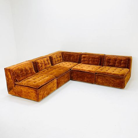 Italian Mid Century Brown Modular Sofa/couch, 1970s, Set of 5 - Etsy 70s Floor Couch, 70s Playpen Couch, Vintage Sectional Sofa, Vintage Modular Sofa, 1970s Couch, 70s Sofas, Vintage Couch Living Room, 80s Couch, Mcm Couch