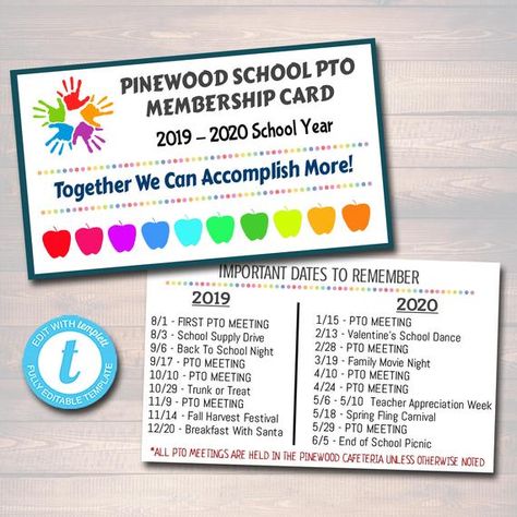 Parent Council, Membership Card Template, Pto Membership, Pta Organization, Pta Newsletter, School Fundraising Events, School Council, Pta Board, Pta Membership