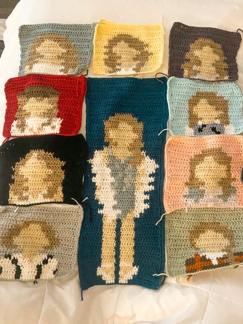 taylor swift crochet tapestry. Speak Now Crochet Grid, Heart Crochet Shirt, Taylor Swift Crochet Granny Square, Taylor Swift Inspired Crochet Ideas, Taylor Swift Granny Square, Speak Now Crochet, Taylor Swift Crochet Blanket, Swiftie Crochet, Taylor Swift Crochet Ideas