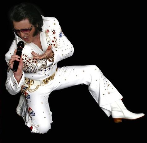 Elvin Priestley has been a Professional Elvis Impersonator since 1982, with many TV and radio appearances such as Friday night live with Suzie Mathis 1983, Channel 4 t4 with Vernon Kay,the Manchester Channel M, BBC 1 and Century FM radio channels to name but a few. Elvis Impersonator, Great Halloween Costumes, Hollywood Costume, Zombie Costume, Wig Hat, Clown Costume, Costume Shoes, Knit Jumpsuit, Mens Halloween Costumes