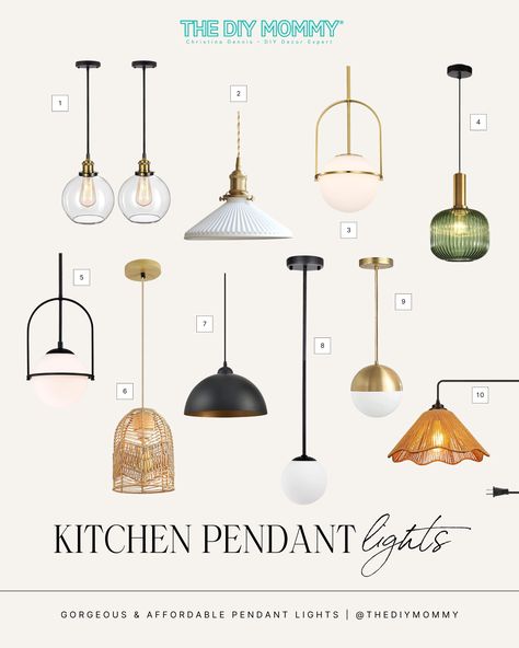 10 Best Pendant Lights for Your Kitchen - Luxury on a Budget Affordable Pendant Lighting, Luxury On A Budget, Small Kitchen Island Ideas, Lake House Bathroom, Simple Sewing Tutorial, Diy Roman Shades, Diy Mommy, Glass Globe Pendant Light, Kitchen Luxury