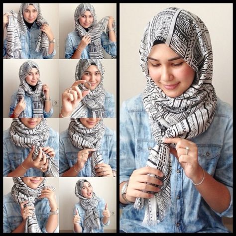 21+ Beautiful Hijab Styles and Scarf Wearing Ideas Tutorial Hijab Segitiga, Hijab Styles For Party, Habits Musulmans, Hijab Stile, How To Wear Hijab, New Hijab, Simple Hijab Tutorial, Hijab Simple, Turban Hijab