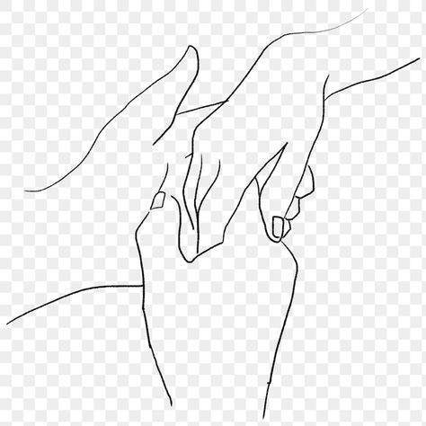 3 Hands Holding, Three Hands Holding, Line Drawing Couple, Hand Line Art, Hand Outline, Drawing Couple, Png Illustration, Hand Lines, Love Valentines Day