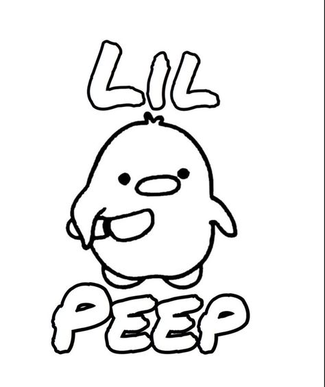 Lil Peep Coloring Page, Lil Peep Drawing Easy, Lil Peep Drawing Ideas, Lilpeep Tattoo, Lil Peep Painting, Lil Peep Tattoo Ideas, Lil Peep Drawing, Peep Drawing, Hellboy Tattoo