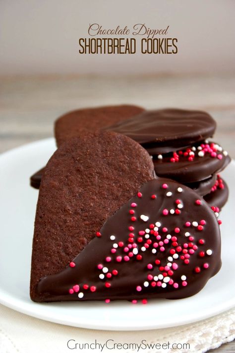 Chocolate Dipped Shortbread Cookies, Dipped Shortbread Cookies, Chocolate Dipped Shortbread, Valentine Dessert, Valentines Recipes Desserts, Chocolate Shortbread Cookies, Low Carb Cheesecake, Valentine Desserts, Valentines Day Cookies