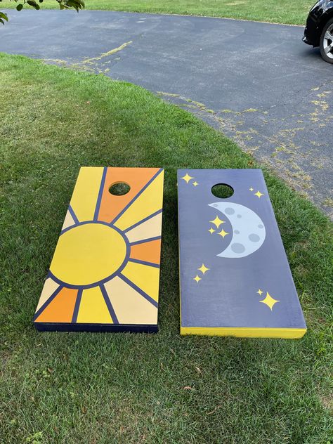 Corn Hole Boards Designs Ideas, Cornhole Boards Designs Diy Paint, Corn Hole Boards Designs, Cornhole Boards Designs, Cornhole Designs, Cornhole Boards, Outdoor Games, Outdoor Space, Art Inspo