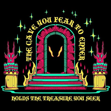 @wizardofbarge: “✨���😈 EMBRACE YOUR FEARS 😈✨ Remember, just cause it’s scary doesn’t mean it’s bad. Restocked this tee…” Craft Beer Design, Trippy Cartoon, Beer Design, Retro Video Games, New Rock, Neon Art, Mean It, Halloween Coloring, New Designs