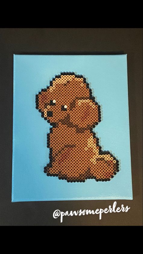 Brown Toy Poodle, Bead Artwork, Spray Paint Canvas, Electric Forest, Hama Beads Patterns, Perler Patterns, Perler Bead Art, Painted Canvas, Poodle Dog