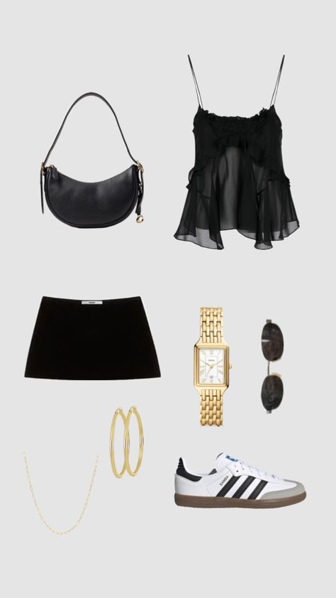 #outfitinspo Mini Skirt And Top, Mini Skirt Outfit, Elegant Watch, Going Out Outfit, Europe Outfits, Outfit Layout, Skirt And Top, Watch Fashion, Miniskirt Outfits