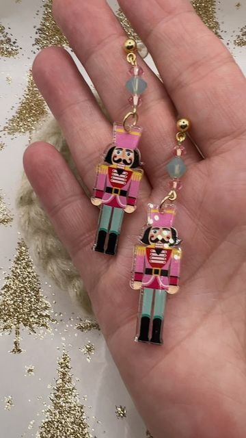 Nutcracker Clay Earrings, Nutcracker Earrings, Pastel Nutcracker, Christmas Jewelry Diy, Crafty Fox, Winter Earrings, Cute Pastel, Nutcracker Christmas, Christmas Earrings