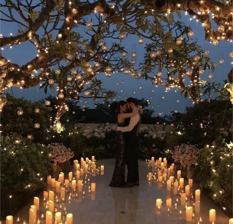 Courtesy of PinterestStrings of fairy white sparkling lights that are surrounded by faux candles in many shapes and sizes provide a breathtaking aisle. Candle Proposal, Flower Aisle, Faux Candles, Romantic Good Night, Candles Wedding, White Candle, Makeup Photography, Fairy Lights, Wedding Makeup