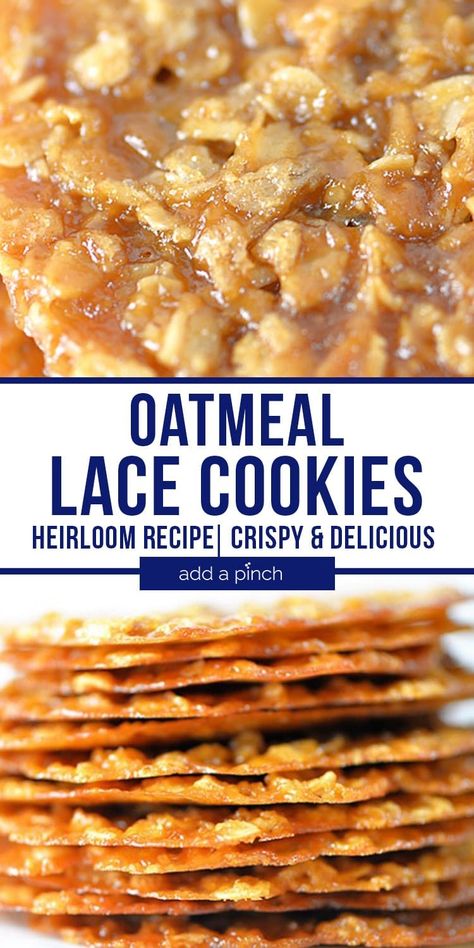 Lace Cookies Recipe, Oatmeal Lace Cookies, Lace Cookies, Heirloom Recipes, Favorite Cookie Recipe, Crinkle Cookies, Cookies Christmas, Cookies Recipes, Cookies Decorated