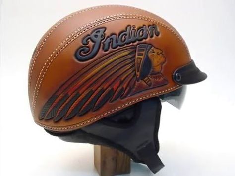 Xian leather Indian Motorcycle Accessories, Leather Motorcycle Helmet, Indian Cycle, Indian Motorbike, Leather Helmet, Vintage Indian Motorcycles, Diy Motorcycle, Motorcycle Tips, Custom Motorcycle Helmets