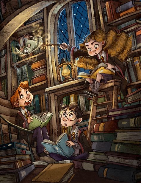 Harry Potter Fanart, Classe Harry Potter, Harry Potter Ron And Hermione, Harry Potter Cartoon, Harry Potter Painting, Harry Potter Background, Harry Potter Poster, Harry Potter Illustrations, Harry Potter Illustration