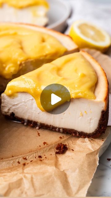 Britt Berlin on Instagram: "Creamy Vegan Lemon Cheesecake with Lemon Curd!! NO eggs, no dairy, no nuts, and even no tofu thanks to @edwardandsons ! AD | We have the silkiest lemon cheesecake batter that’s bursting with fresh lemon zest and sets so perfectly without eggs because we’re using Let’s Do Organic Cornstarch instead. And the best part? You only need a food processor and NO water bath. Topped with a perfectly eggless lemon curd (using the cornstarch again!)- YUM!

COMMENT “lemon cheesecake” and I’ll send you the full recipe. Or find it on my site thebananadiaries.com. Enjoy!" Eggless Lemon Curd, Cheesecake With Lemon Curd, Britt Berlin, Vegan Lemon Cheesecake, Lemon Curd Uses, No Dairy, Lemon Cheesecake, Lemon Curd, Food Processor