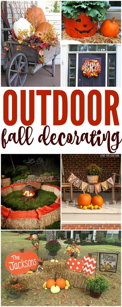 I have some AMAZING Outdoor Fall Decorating Ideas for your Home today! Right now you can make some great  via @Passion4Savings Outside Ideas, Decorating For Thanksgiving, Outdoor Fall Decorations, Outdoor Fall Decor, Outdoor Thanksgiving, Rustic Outdoor Decor, Fall Decorating Ideas, Fall Fest, Ideas For Decorating