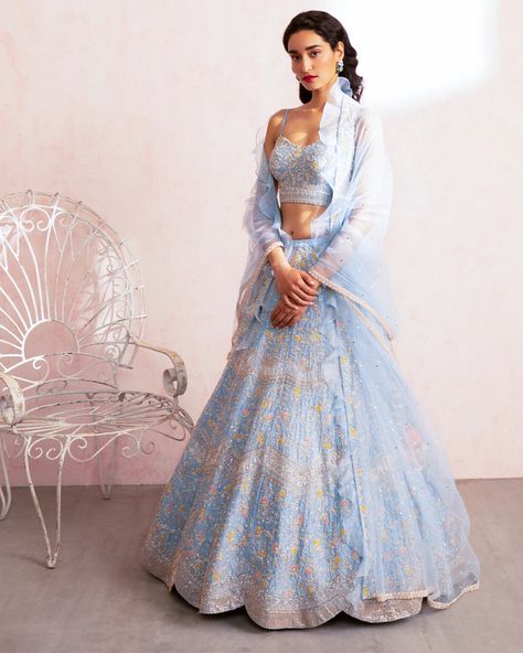 Indian Wedding Gowns, Designer Lehengas, Blue Lehenga, Bridal Lehengas, Net Dupatta, Bridal Designs, Silk Skirt, Bridal Lehenga, California Usa