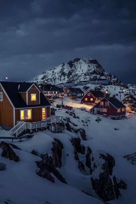 wnderlst: ��“ Qiviarfik, Greenland | Northbound ” Greenland Travel, Winter Scenery, Reykjavik, Amazing Photos, Oh The Places Youll Go, Winter Scenes, Winter Snow, Scandinavia, Small Town