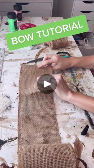 141K views · 1.8K reactions | 🎀 Bow DIY | Bow Tutorial for door hangers 🎀 | By Painted by Mandy | Facebook Diy Burlap Bow Tutorial, How To Make A Bow With Ribbon For Door Hanger, Diy Bows For Signs, Rustic Bows Diy, How To Make A Burlap Bow, How To Make Big Bows For Wreaths, Messy Bows Diy, Christmas Bows Diy Tutorials, Bows For Door Hangers