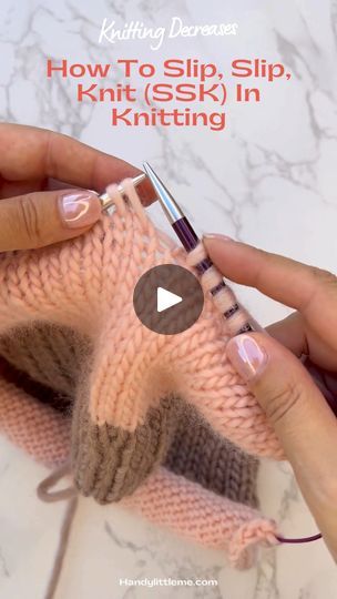 1.8K views · 15 reactions | How to (SSK) slip, slip, knit in knitting. 

Learn everything about knitting decreases here - https://www.handylittleme.com/how-to-decrease-knitting/

#videotutorial #tutorial #howto #Knitting #knittingpatterns #knittingtutorial #freeknittingpattern | Handy Little Me | Miley Cyrus · Flowers Knitting Decreases, Ssk In Knitting, Miley Cyrus Flowers, Knit Techniques, Stitch Techniques, Knitted Projects, Knitting Stitches Tutorial, Knit Stitches, Needle Work