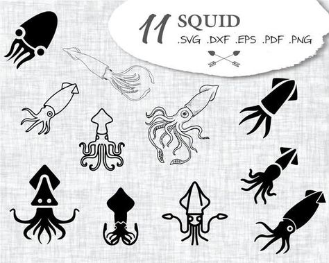 Small Squid Tattoo, Cartoon Squid, Squid Logo, Octopus Svg, Squid Art, Partner Tattoo, Book Tattoo Ideas, Squid Tattoo, Concept Tattoo