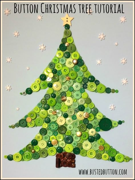 Christmas Button Crafts, Diy Button Crafts, Button Christmas Tree, Button Art Projects, Christmas Tree Beads, Toddler Craft, Children Crafts, Christmas Crafty, Christmas Buttons