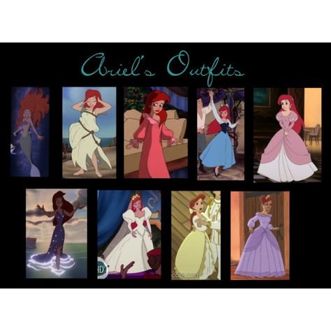 Ariel's Outfits by tealtigress on Polyvore featuring disney, ariel and little mermaid Disney Princess Wardrobe, Blue Peasant Dress, Ariel Outfit, Anastacia Disney, Little Mermaid Characters, Ariel Cosplay, Pretty Sick, Disney Challenge, Disney Princess Outfits