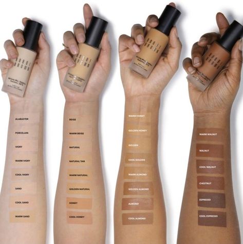 Bobbi Brown foundation shades Bobby Brown Foundation, Foundation Shades Chart, Bobby Brown Makeup, Foundation Matching, Brown Foundation, Rosa Make-up, Bobbi Brown Foundation, Bobbi Brown Skin Foundation, Skin Tone Makeup