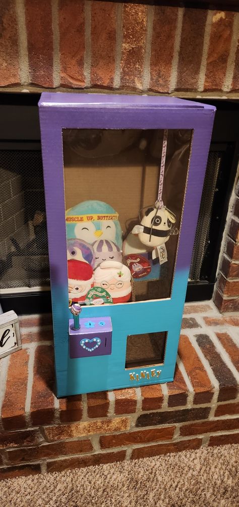 Toy Claw Machine, Squishmallow Party, Valentines Box, Unicorn Valentine, Claw Machine, Muscle Up, Valentine Box, Makeup Room, Chocolate Factory