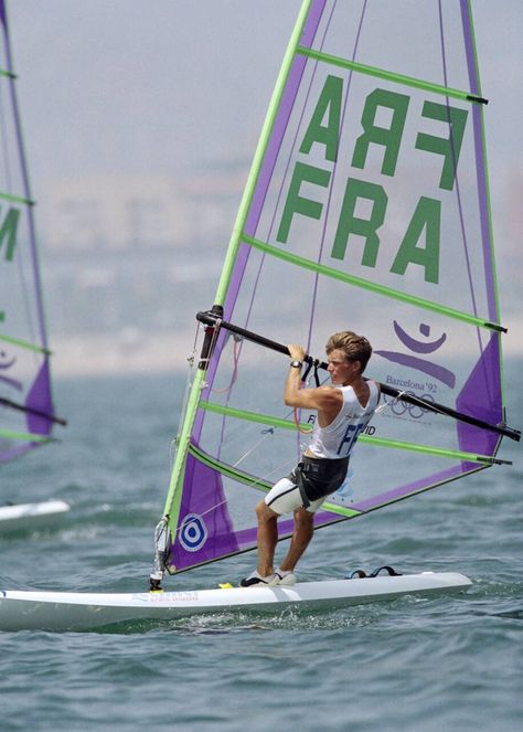 Franck David (France) 🥇 Men's Lechner A-390 • Barcelona 1992 Olympics #sailing #windsurf Olympic Sailing, Windsurfing, Summer Olympics, Action Poses, Olympic Games, Sailing, Barcelona, Human Body, France